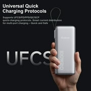 Yoobao Power Bank 100W 2-Way Super Fast Charging with LED Display, 20000mAh Laptops Portable Charger with Built-in Cables, 3 Outputs 2 Input Battery Pack Compatible with iPhone iPad Samsung, Silver