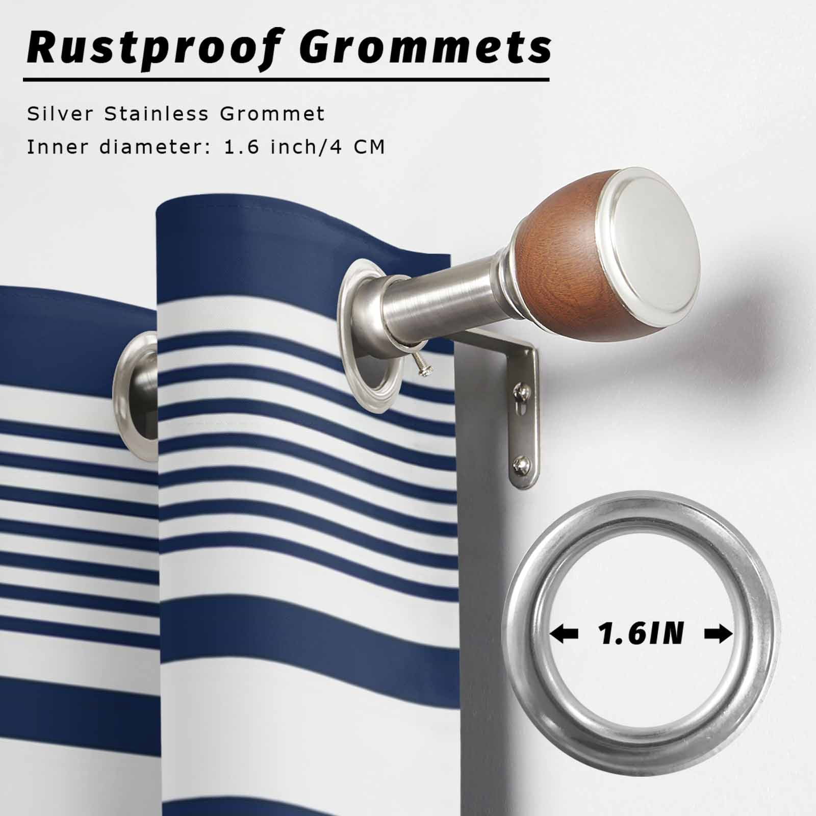 Navy Sage Striped Outdoor Curtains for Patio, Modern Classic Stripe Rustic Country Farmhouse Sunshade Privacy Drapes Grommet Waterproof Outside Curtains for Porch/Cabana/Balcony 54"x 95", 2 Panel
