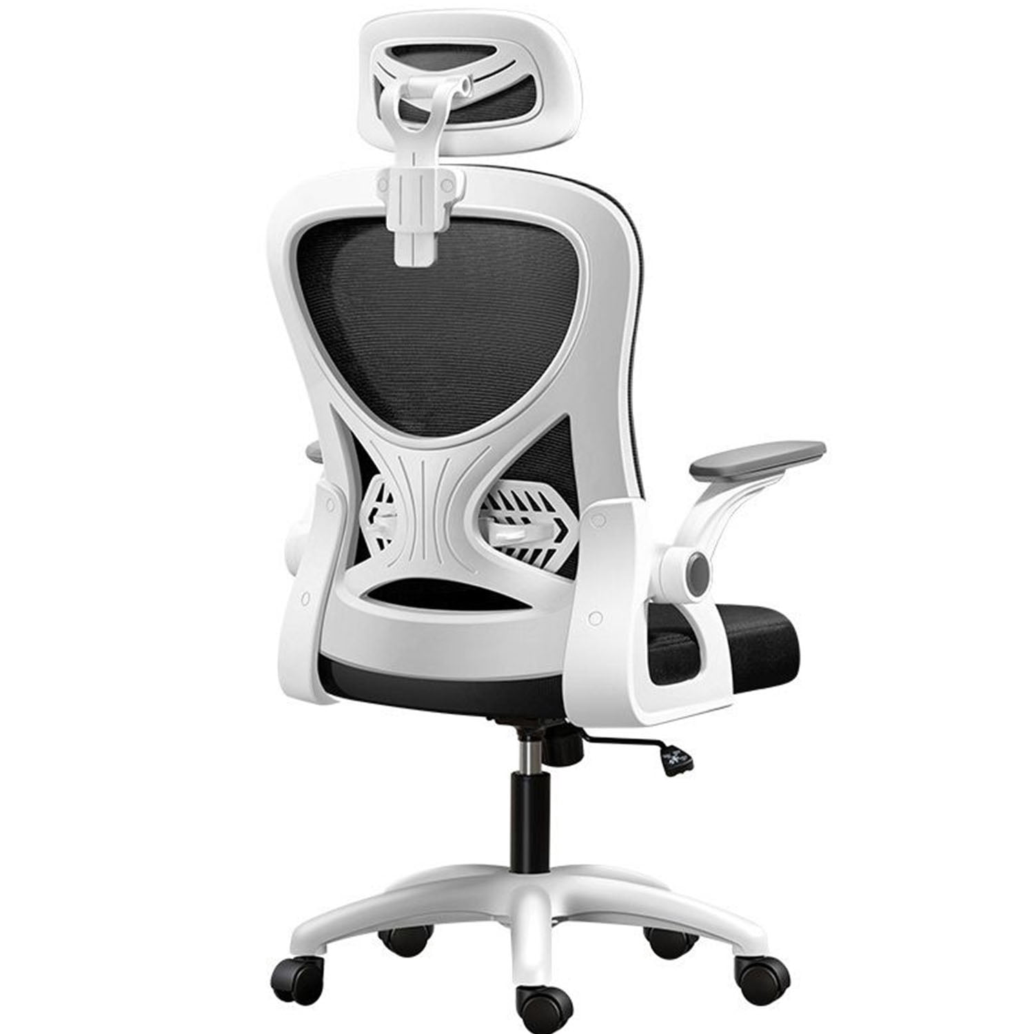 Ergonomic Mesh High Back Office Chair, Adjustable Headrest and Lumbar Support, Black/White