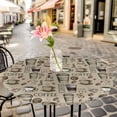 thumbnail image 4 of Coffee Fitted Tablecloth with Elastic Edged, Round Table Cloth for Dining Table, Khaki Farmhouse Vintage Beans Cups Funny Waterproof Oil Proof Table Cover for Indoor Outdoor 45"-54", 4 of 8