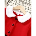 thumbnail image 5 of Mikrdoo 4 Years Toddler Baby Girls Dress Doll Collar Warm Splicing Long Sleeve Christmas Bow Belt Dress One Piece Fall Winter Dress Red, 5 of 7