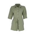 thumbnail image 3 of Bermudas Camisa de manga 3/4 para mujer, pantalones cortos con cordón, trajes de dama con botones (verde M) Cgtredaw Verde T M para Mujer, 3 of 9