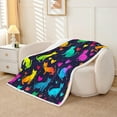 thumbnail image 3 of Gradient Cat Blanket for Girls Boys Cute Kitten Throw Blanket for Bed, Neon Ombre Cat Paws Fleece Blanket 40x50 Size Multicolor Leaf Sherpa Blanket, Animal and Pet Theme Fuzzy Blanket, 3 of 6