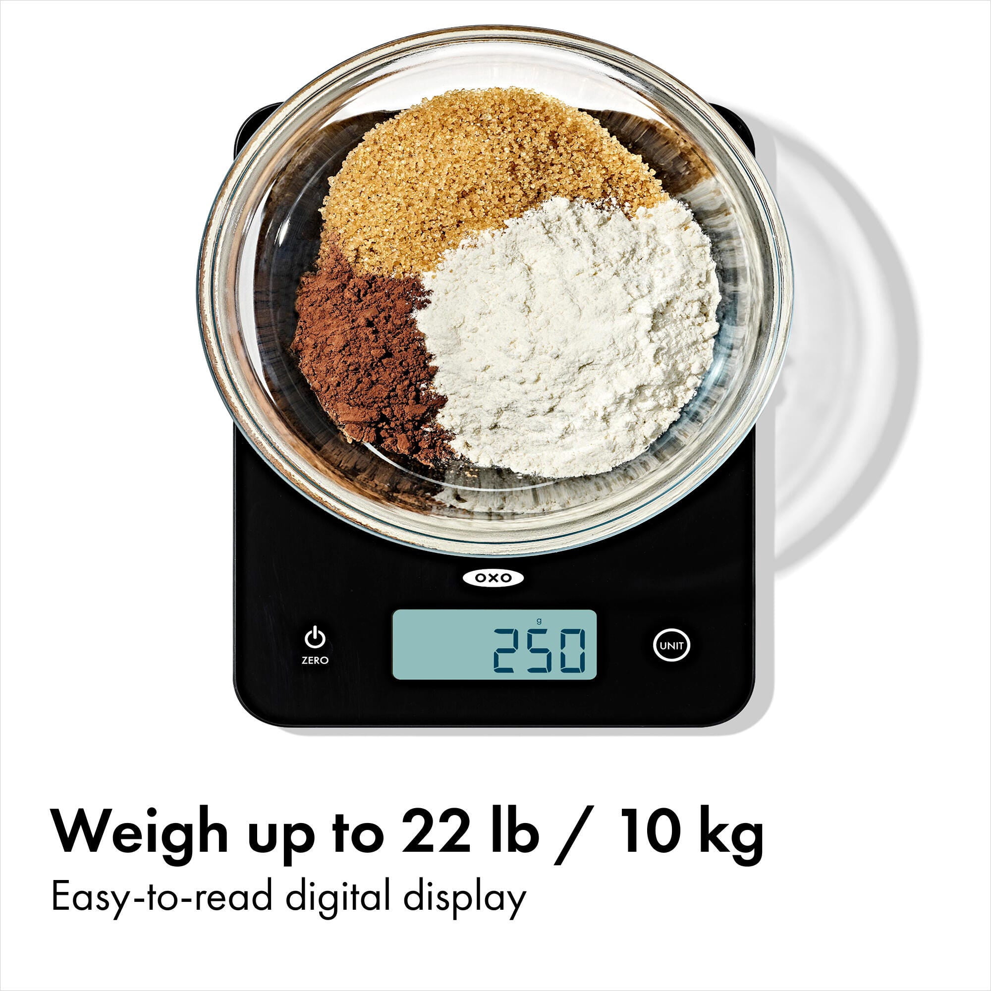 OXO Everyday Glass Food Scale, 22 lb Capacity Digital Kitchen Scale