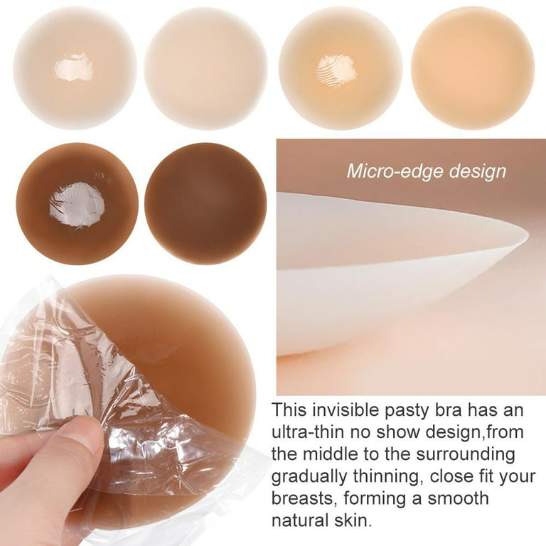 Round Chest Paste Adhesive Large Sticky Womens Silicone Pasties Breast  Nipple Covers Nippleless Covers 8CM DARK SKIN 