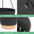 thumbnail image 6 of QCQHDU 2 Pack 10 inch Plastic Black Hanging Planters with 3 Hooks, Hanging Plant Pot Basket with Drainage Hole for Garden Home, 6 of 7