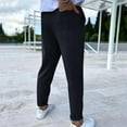 thumbnail image 7 of qolati Cargo Pants for Men Casual Slim Fitted Straight Legs Cotton Linen Dressy Pants Classic Fit Stretchy High Waisted Business Work Suit Trousers, 7 of 7