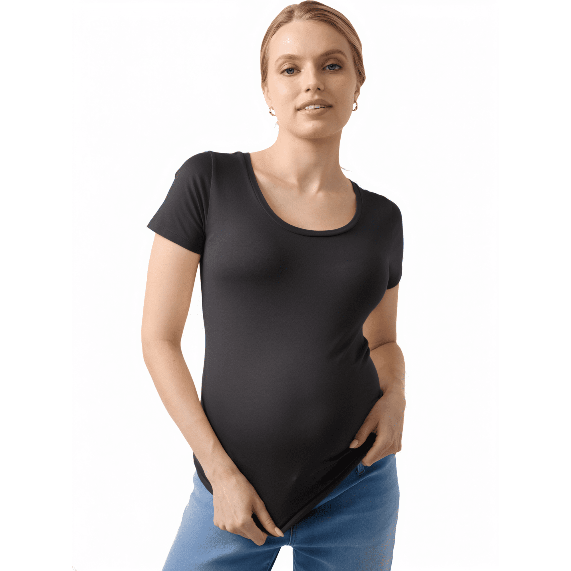 Ingrid & Isabel For Every Belly Women's Maternity Short Sleeve Fitted Scoop Tee, Sizes S-XXL