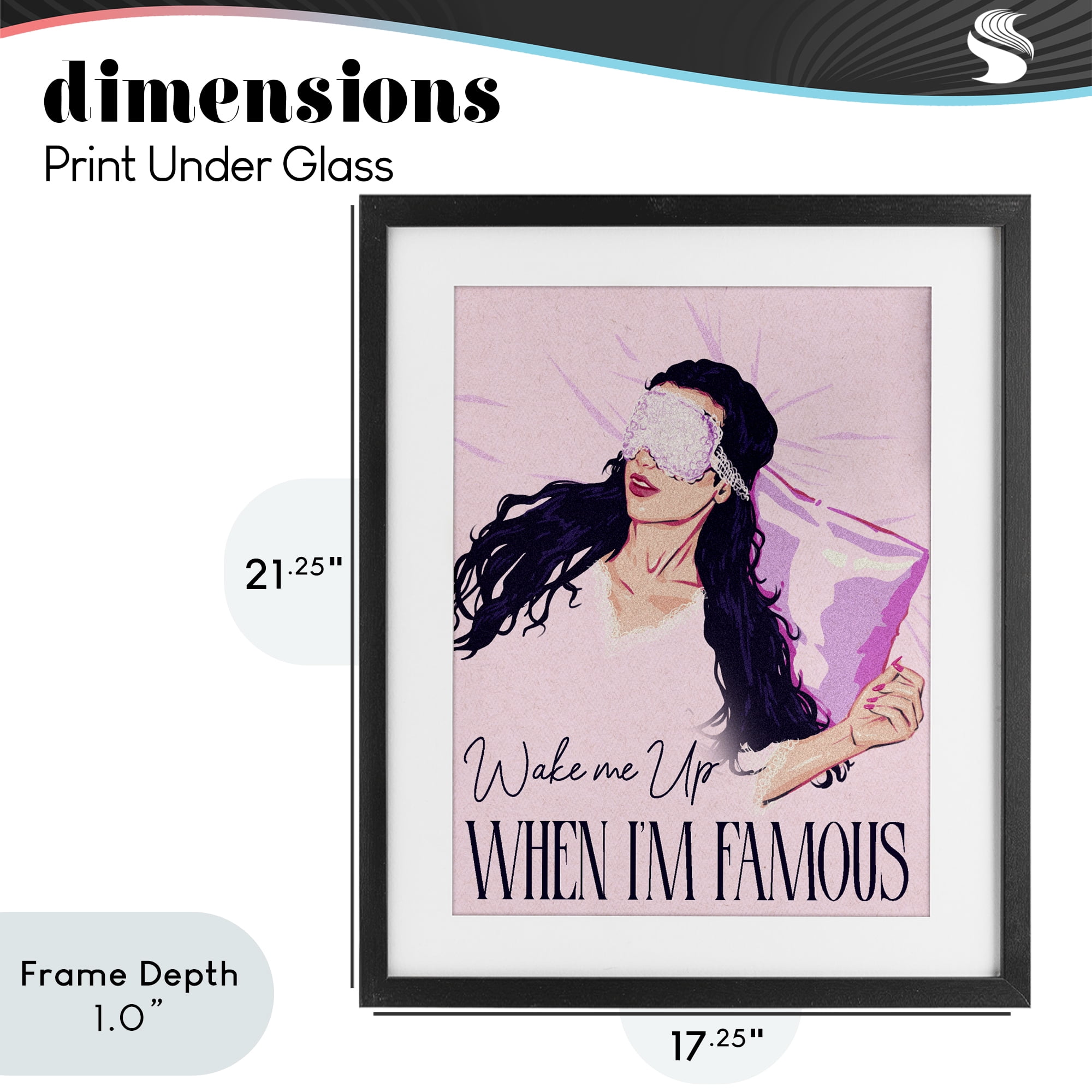 Stupell Industries Wake Me Up When Famous Black Framed Print Under Glass, design by Ziwei Li