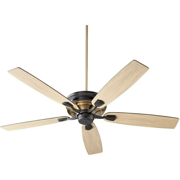 50605-69-Quorum Lighting-Gamble - 5 Blade Ceiling Fan in Traditional style - 60 inches wide by 14.25 inches high-Noir/Aged Brass Finish-Matte