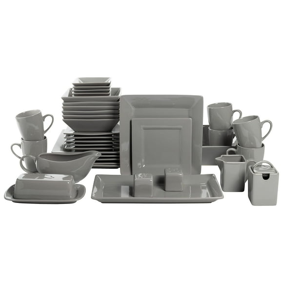 10 Strawberry Street Nova Square 40 pc Dinnerware Set, gray