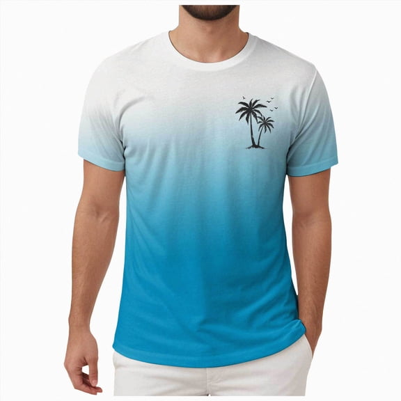 enyan Cotton Blend Lightweight Round Neck Tee Men's Big & Tall Short Sleeve Quick-Dry Crew Neck T-Shirt - Gym Workout Athletic Running Tee (Sky Blue,S)