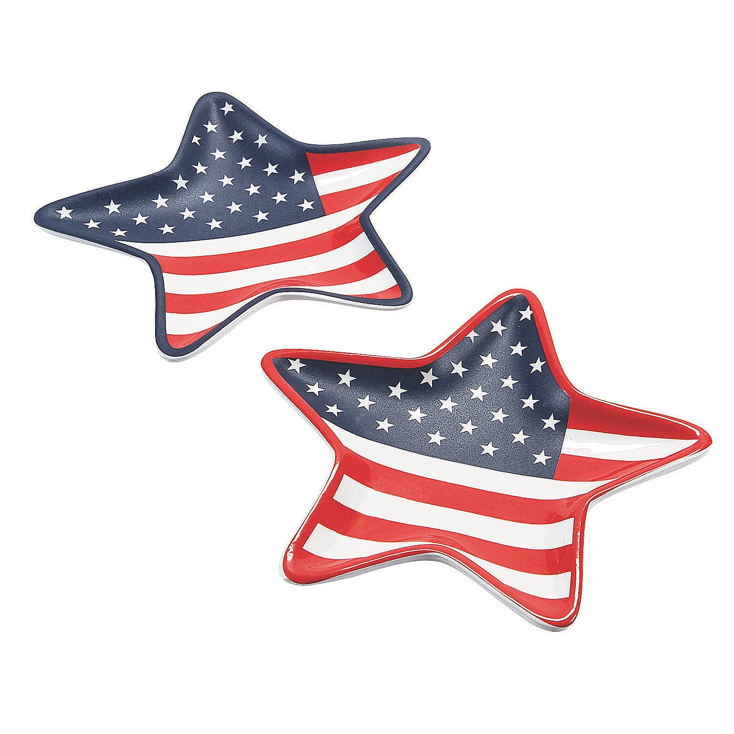 Patriotic Mini Ceramic Star Plates Home Decor 4 Pieces