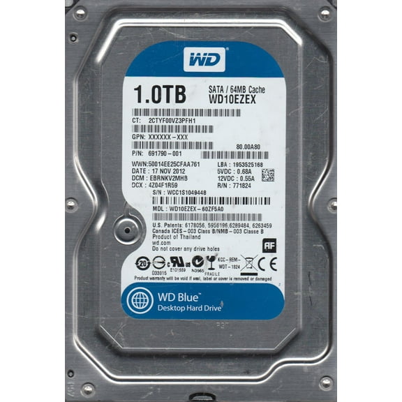 WD10EZEX-60ZF5A0, DCM EBRNKV2MHB, Western Digital 1TB SATA 3.5 Hard Drive