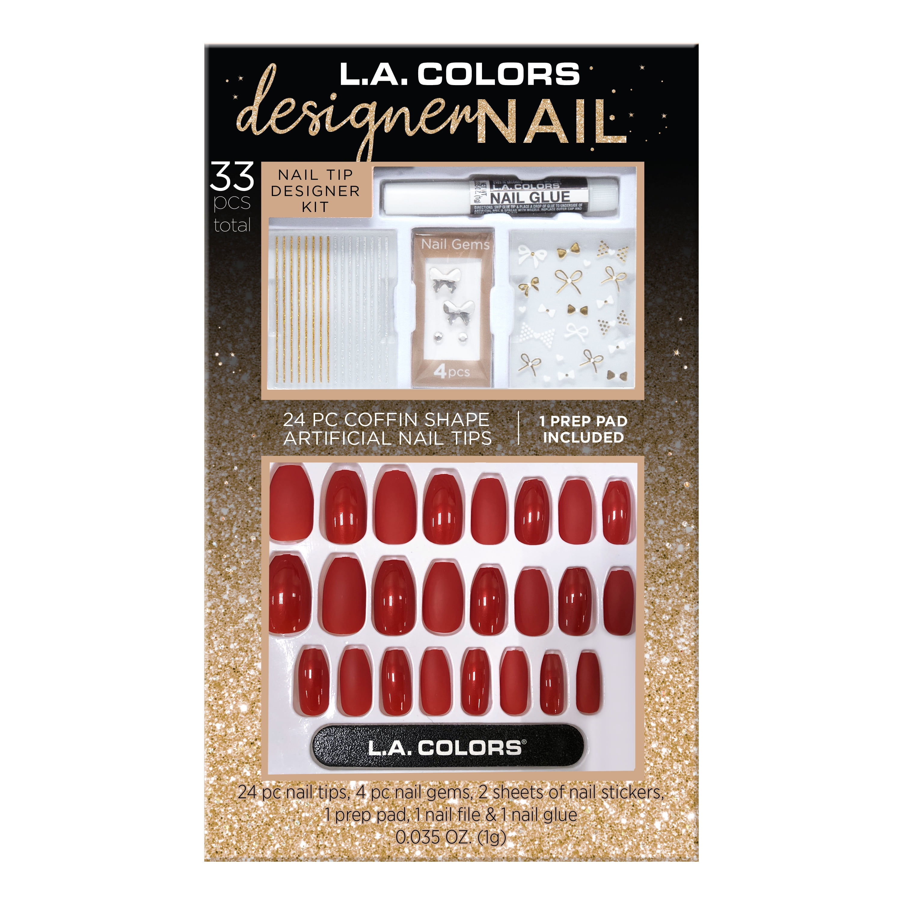 ($10 Value) L.A.Colors Holiday Design Nails False Nails - Coffin, Medium and Long Images ($10 Value) L.A.Colors Holiday Design Nails False Nails - Coffin, Medium and Long