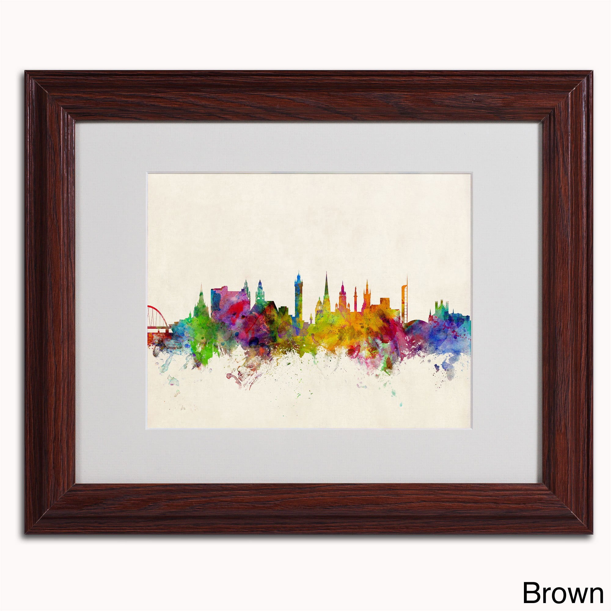 Trademark Fine Art "Glasgow Scotland Skyline" Canvas Art by Michael Tompsett, Black Frame