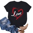 thumbnail image 6 of felwors Valentines Shirts for Women: Cute Love Heart Shirt Valentine T Shirt Red Short Sleeve Casual Hearts Tops(Black, XL), 6 of 6