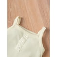 thumbnail image 4 of Seyurigaoka Baby Romper Sleeveless Suspender Ribbed Style Button Decor Casual Breathable Jumpsuit, 4 of 7
