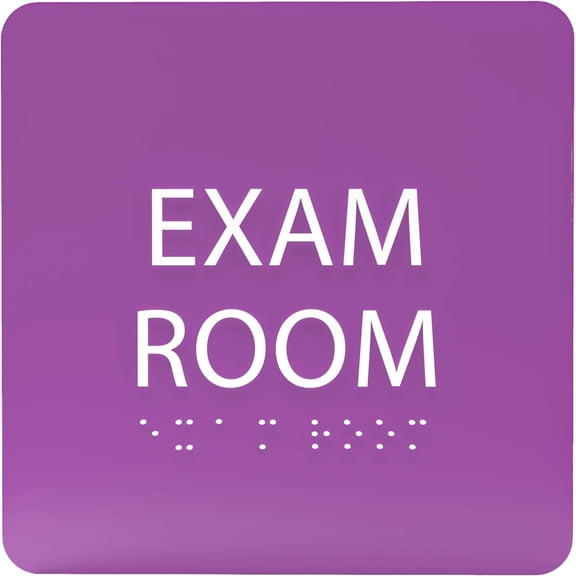 ADA CENTRAL SIGNS - 6" X6" Exam Room 6 Sign - ADA Compliant Tactile Graphics Grade 2 Braille Text Acrylic Wall Signs - Educational Institution Directional Assistance Test Center Door Sign for Schools
