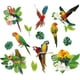 thumbnail image 1 of Pegatinas de pared con plantas tropicales, loros, hojas verdes, pájaros, acuarela, flores, vinilos., 1 of 6