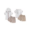 thumbnail image 2 of BemeyourBBs Toddler Terry Cloth Swim Cover Up Baby Boy Girl Swimsuit Trunks and Short Sleeve Coverup Towel Zipper Hoodies Top Seersucker Gingham Shorts Set Beach Bathing Suit Swimwear, 2 of 9