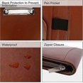 thumbnail image 3 of Business Zippered Portfolio Padfolio PU Leather Folder Interview Resume Legal Document Organizer with A4 Size Brown Clipboard, 3 of 5