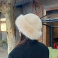 thumbnail image 3 of Women's Winter Faux Fur Bucket Hat,2026 New Fluffy Fisherman Fuzzy Bucket Hat Warm Faux Mink Plush Hat for Outdoor, 3 of 7