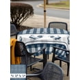 thumbnail image 4 of Farmhouse Blue Plaid Outdoor Tablecloth - 54x54 Inch Square Dining Table Cover, Vintage Country Cock Checkered Waterproof Outdoor Table Cloth with Umbrella Hole & Zipper for Picnic/Patio/Party, 4 of 7
