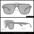 thumbnail image 3 of Color Mirror Shield Flat Top Racer Rimless Horn Rim Plastic Sunglasses Black - Green, 3 of 8