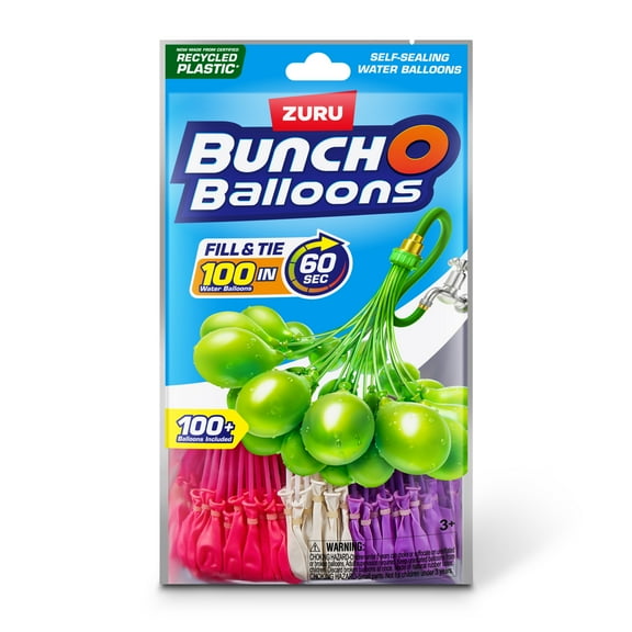 ZURU Bunch O Balloons - 100 Self-Sealing Water Balloons in 60 Seconds, Quick-Fill Water Balloon Set