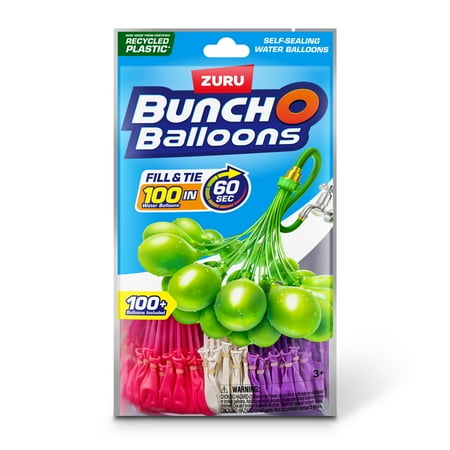 ZURU Bunch O Balloons - 100 Self-Sealing Water Balloons in 60 Seconds, Quick-Fill Water Balloon Set