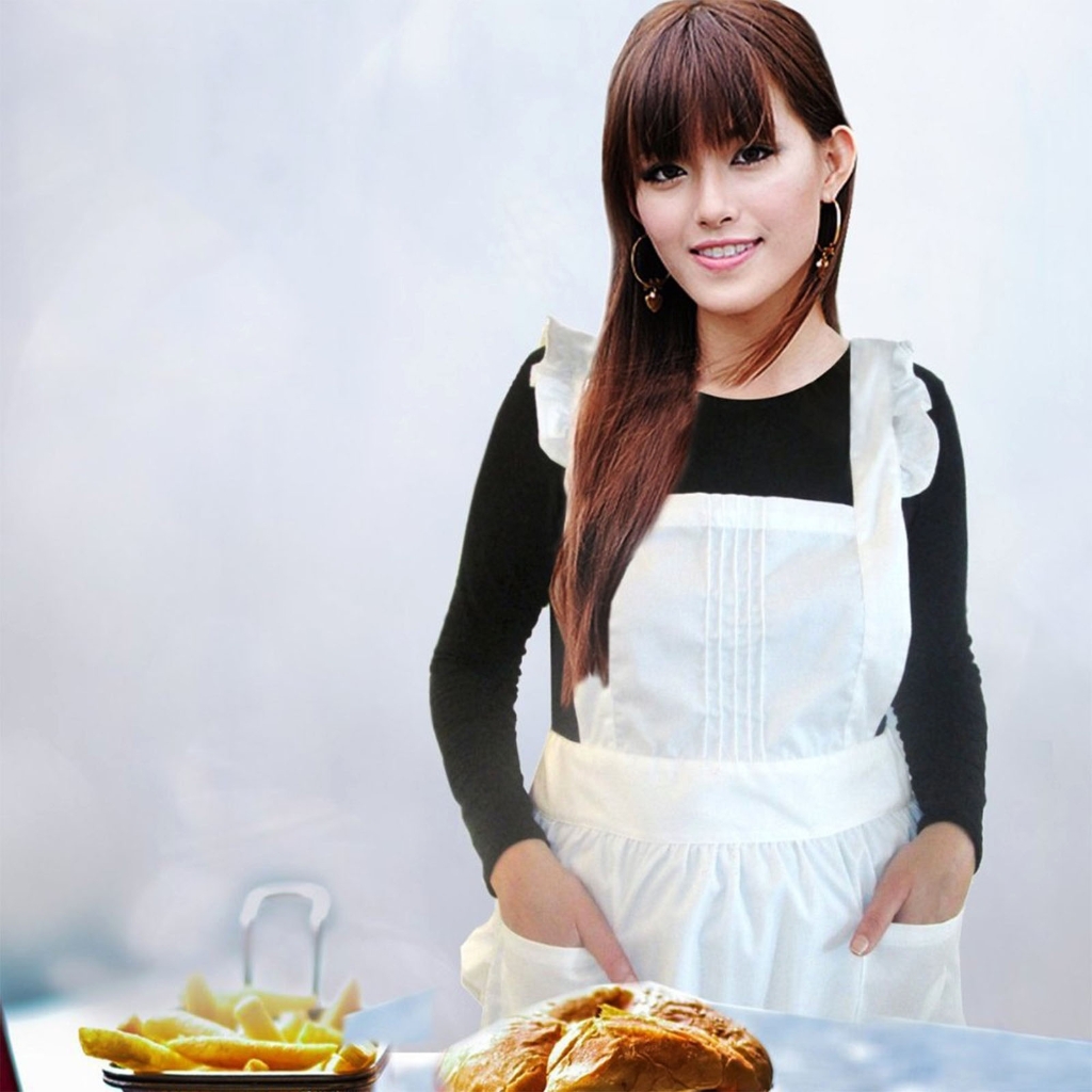 ZPAQI Retro Maid Apron Ruffle Apron Kitchen Aprons Waitress Apron Cooking Aprons