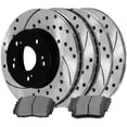 thumbnail image 1 of AutoShack Front and Rear Drilled and Slotted Brake Kit Rotors Black and Ceramic Pads Set of 4 Replacement for 2007 2008 2009 2010 2011 2012 Acura RDX 2.3L AWD SCD536PR41374, 1 of 4