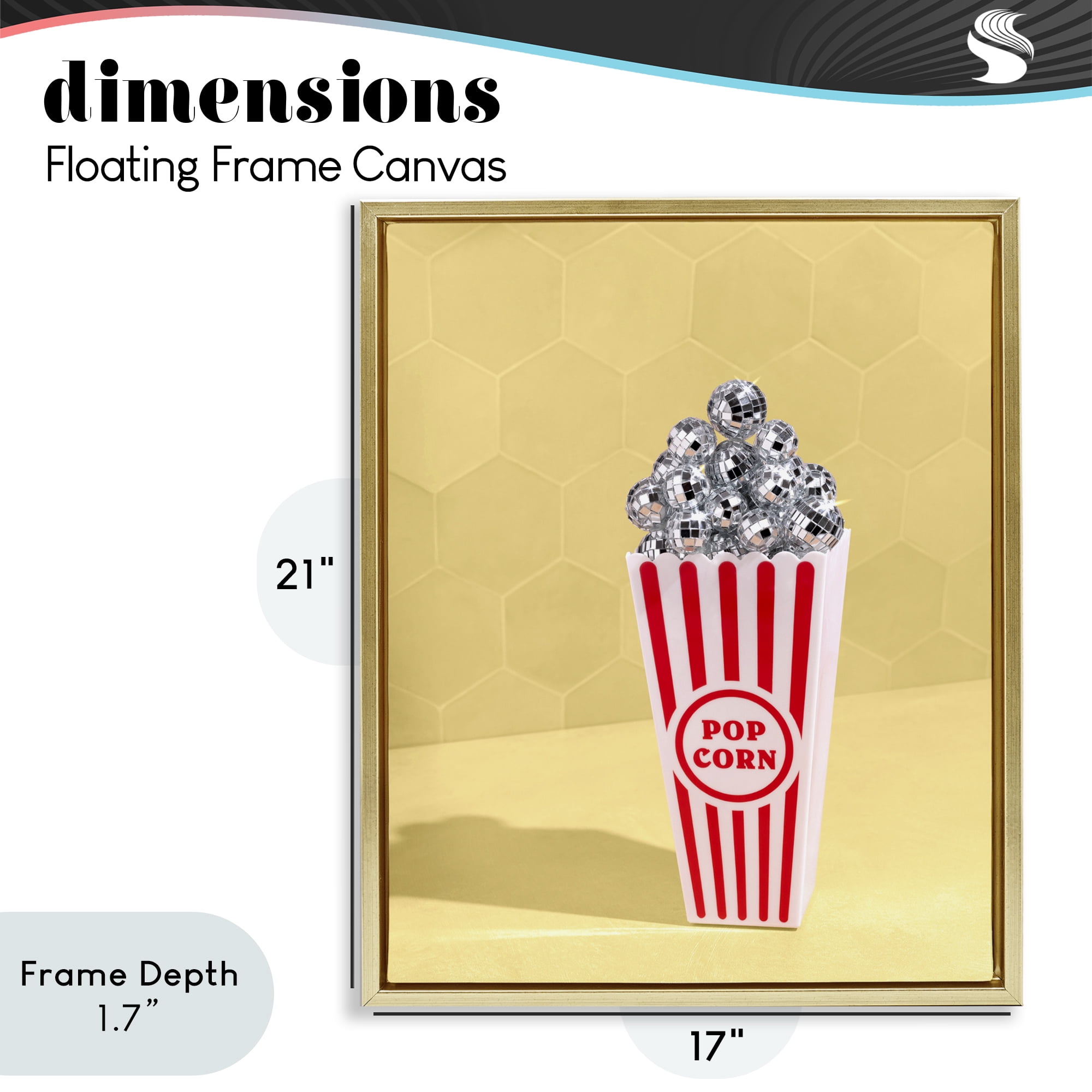 Stupell Industries Disco Filled Popcorn Gold Framed Floater Canvas Wall Art, design by LISH Creative