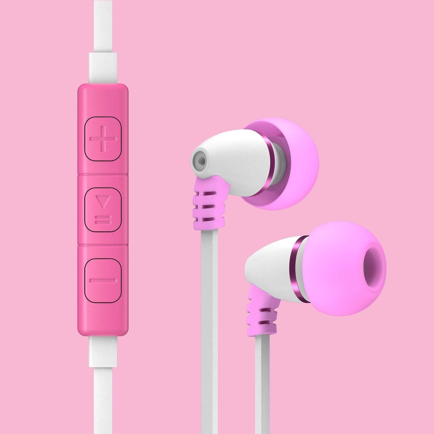 LilGadgets BestBuds Volume Limited, Wired in-Ear Earbuds for Kids (Includes Microphone, Travel Case & Splitter) Ear Buds for Kids, Perfect Headphones for School - Pink
