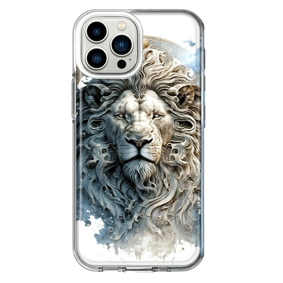 MUNDAZE Apple iPhone 11 Pro Abstract Lion Sculpture Shockproof Clear Hybrid Protective Phone Case Cover