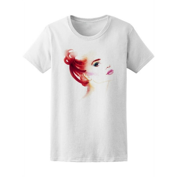 Watercolor Red Hair Model T-Shirt Women -Image by Shutterstock, Female Large