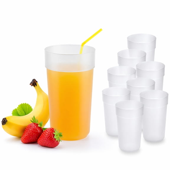 8Pcs Clear Tumbler Beverage Cup 14oz Stackable and Shatterproof Juice Cups Reusable Drinking Tumblers for Party Supplies Kitchen BPA Free Dishwasher Safe