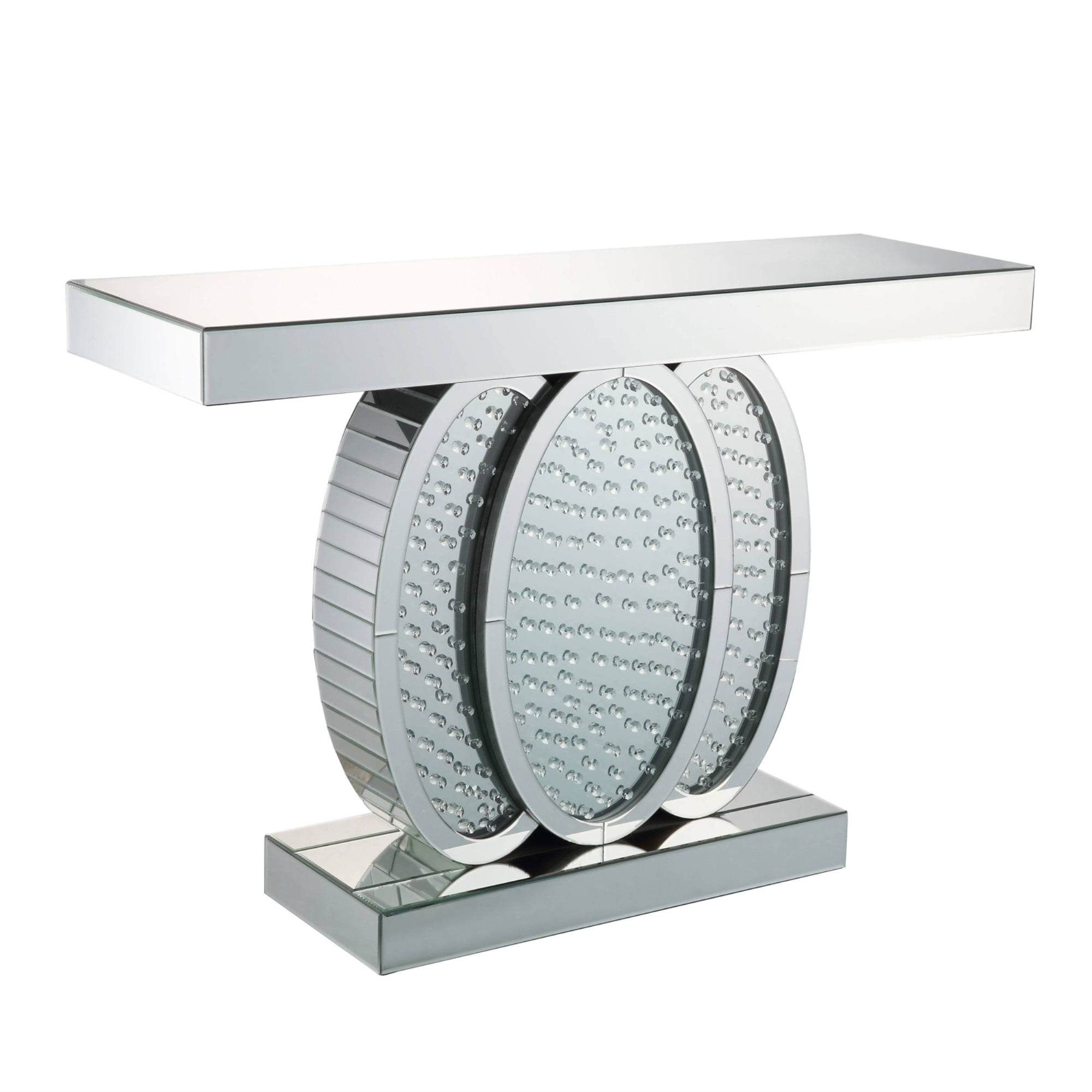 Wood and Mirror Console Table with a Trio of Oval Base, Clear Walmart