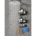 thumbnail image 6 of Bathroom Hanging Shower Caddy Organizer with Hooks, SUS201 Stainless Steel Shower Caddy Over Shower Head, 3-Shelf Storage Rack for Shampoo, Soap, and Razor, 6 of 7