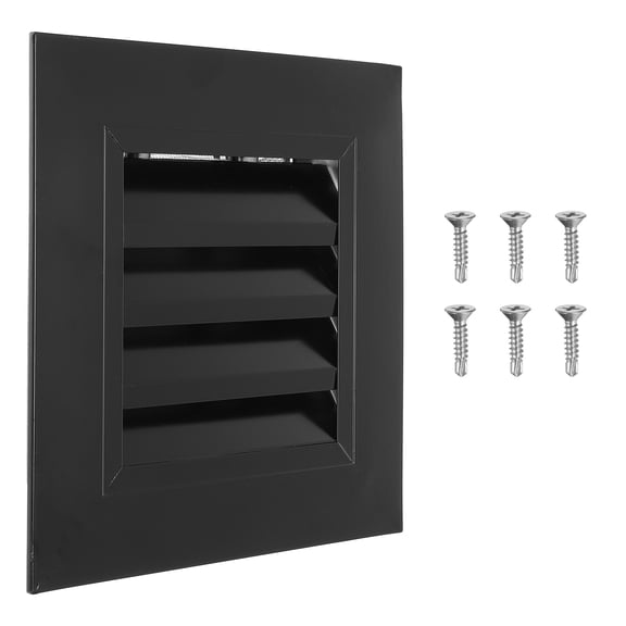 Uxcell 8x8 Inch Gable Vent, 1PCS Aluminum Alloy Wall Shed Vents with Strainer, Black