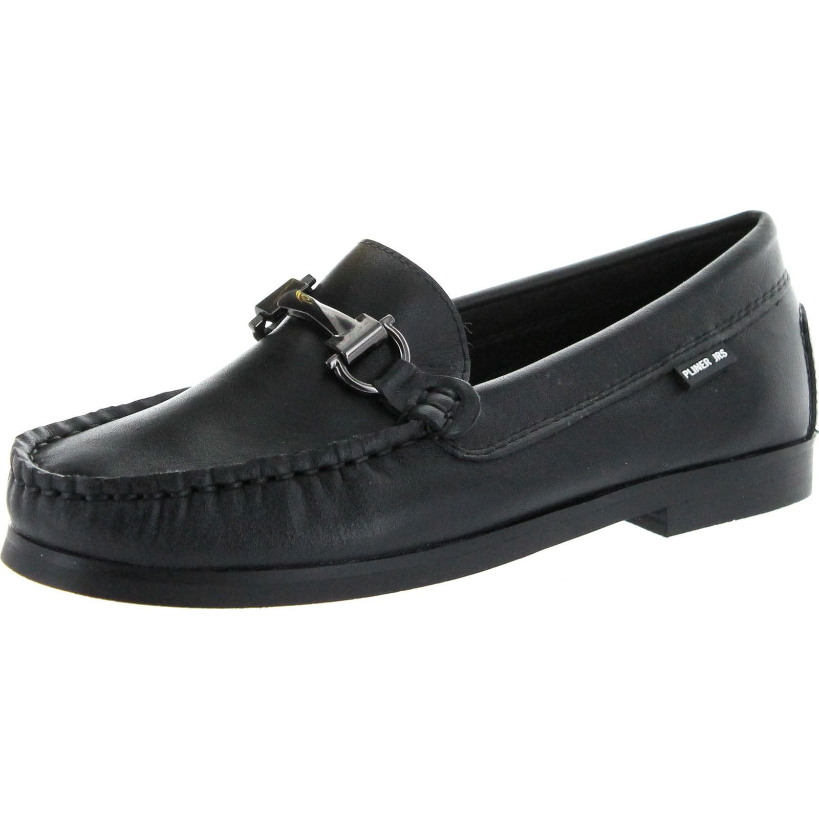 Pliners Jr Boys Leo Designer Slip on Loafers Moccasins,Black Leather,30