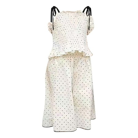 

EHQJNJ Baby Girl Outfits Spring Kids Girls Polka Dot Crop Suspender and Wide Leg Pant Outfit Playsuit Clothes Summer Outdoor Soft Suit Photography Outfits Girl Tutu