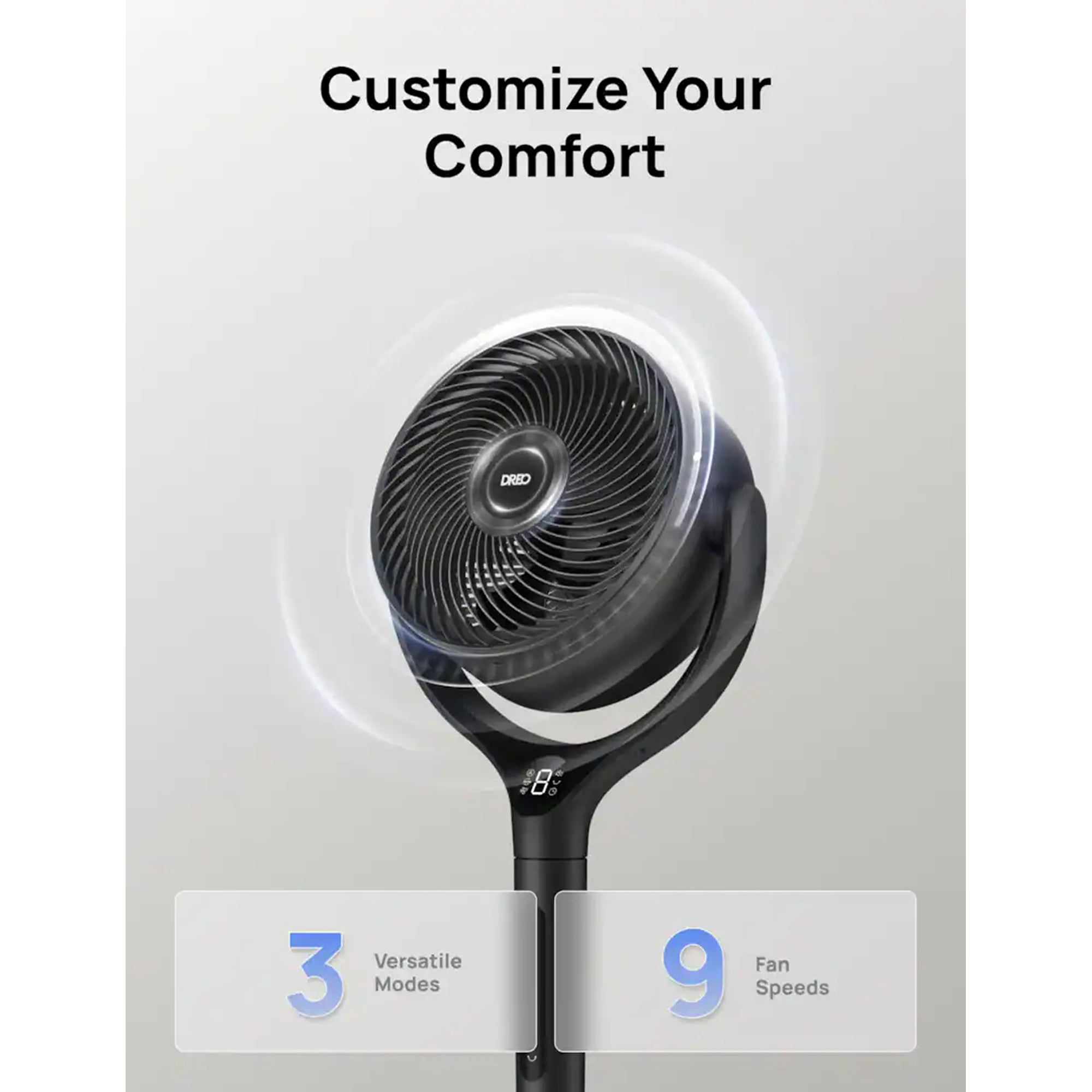Dreo 41.34 in. H X 9 in. D 3 speed Oscillating Pedestal Fan With Remote Remote Control