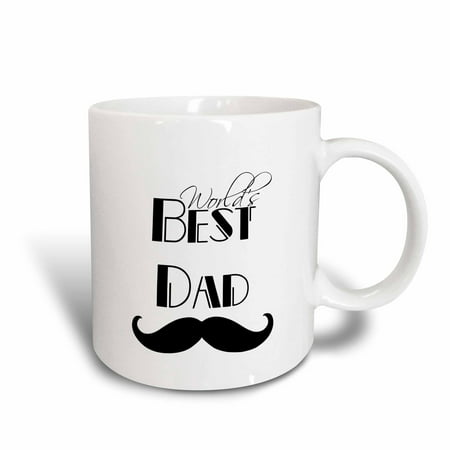 3dRose Worlds Best Dad Mustache, Ceramic Mug,