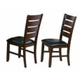 thumbnail image 2 of Set of 2 Contemporary Dining Chairs - Solid Wood Espresso Brown Faux Leather Cushion, 18.5"W x 21.7"D x 40"H, Sleek Ladder Back Kitchen & Dining Room Furniture, 2 of 5