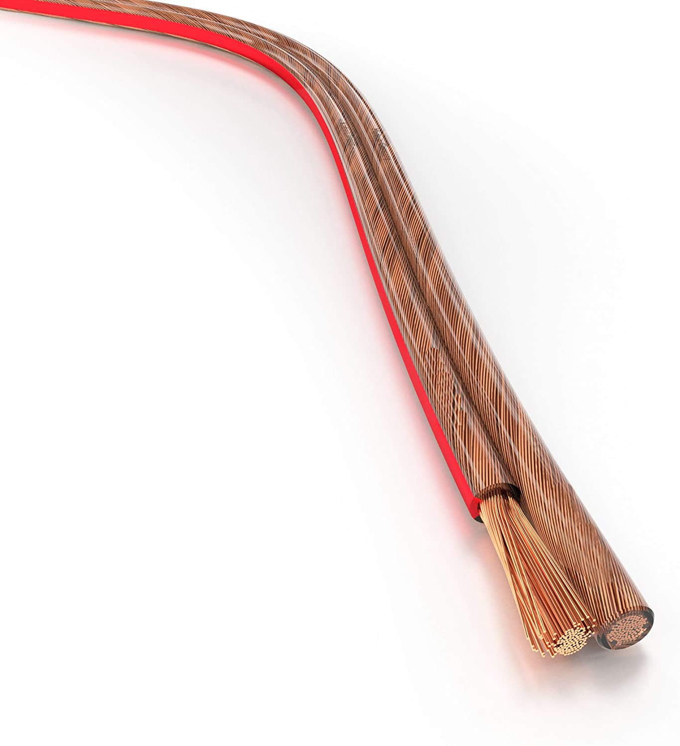 VOYZ 16AWG Speaker Wire Cable with Flexible Oxygen Free Clear PVC Sheathing – Ideal for Home Theater Speakers and Car Speakers Installation – (100 Feet)