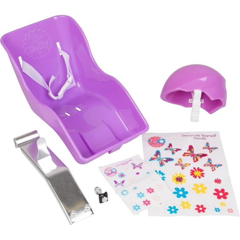 Ride Along Dolly Purple Doll Bike Seat & Helmet - DIY Decals Bike Accessory  for 18 inch Dolls - Walmart.com