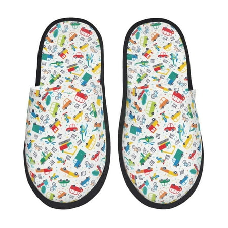 Balery Transport1 Slient Indoor Furry Fleece Comfort House Shoes Soft Non-Slip Home Shoes Cotton slippers House Slippers-- Medium