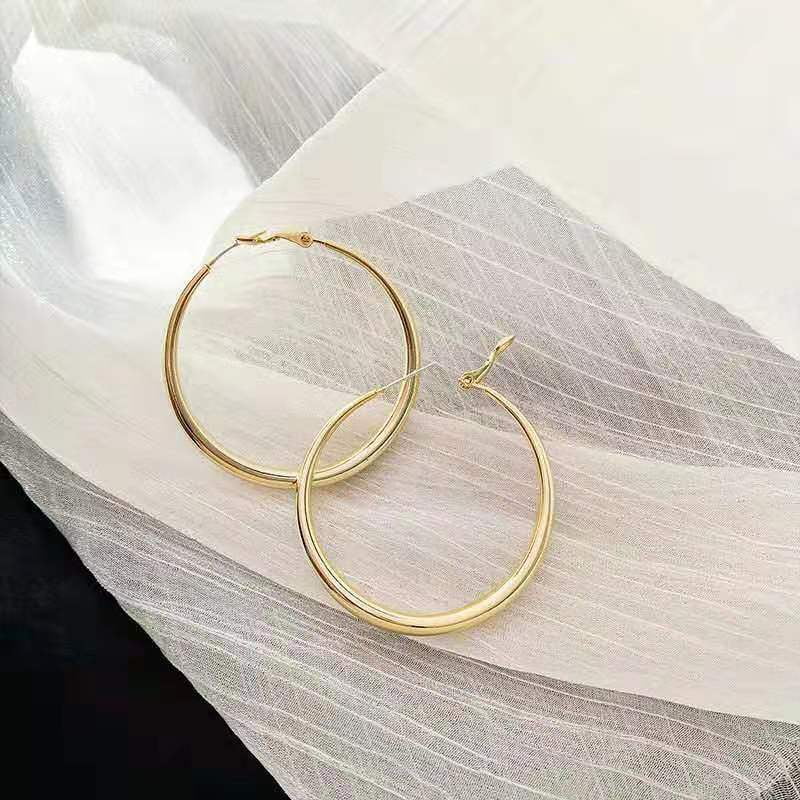 S925 Silver Ear Pin Large Hoop Earring Hypoallergenic Temperament